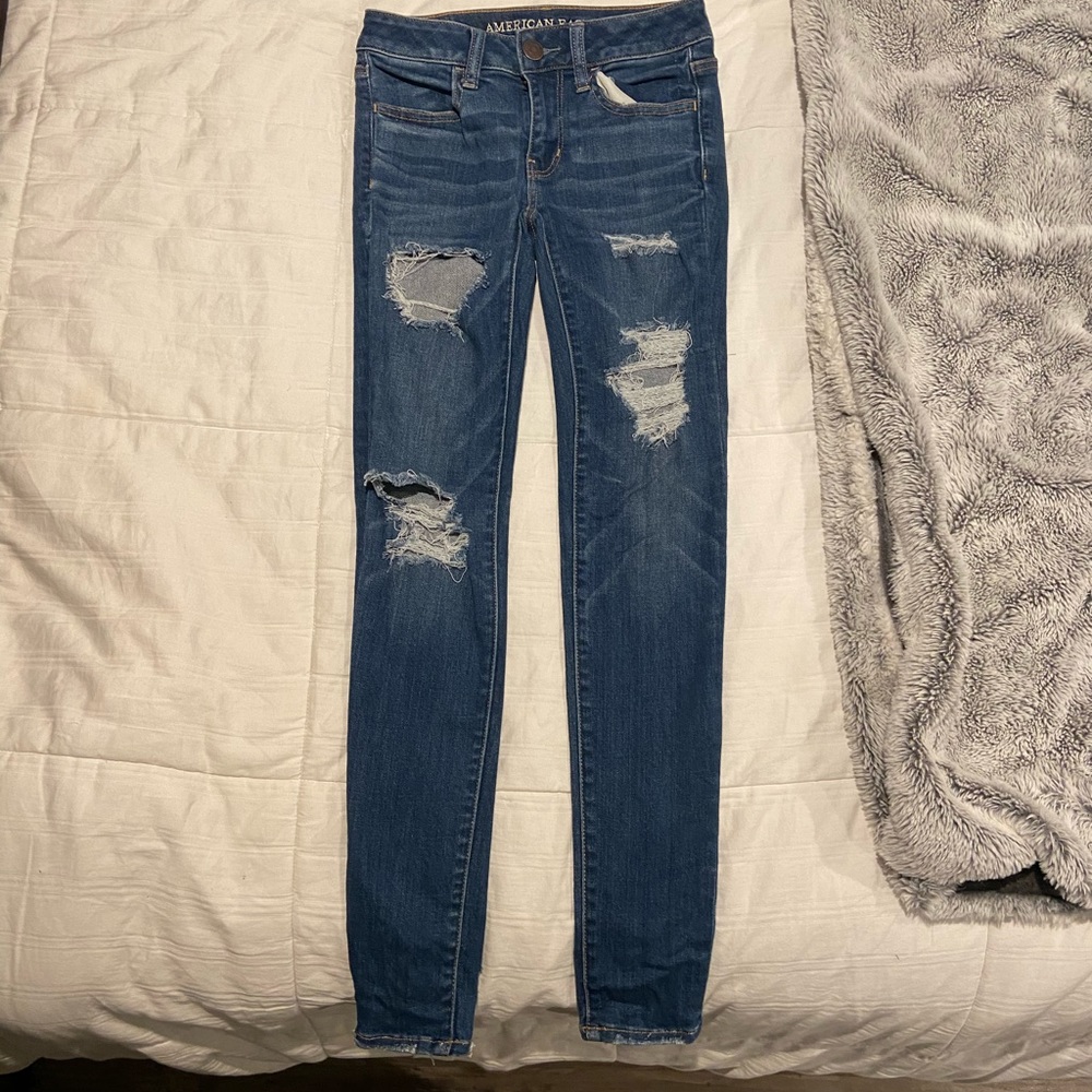 American Eagle super skinny ripped jeans
